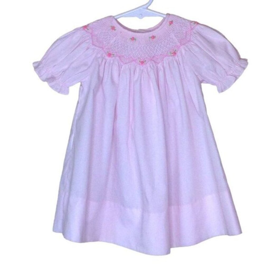 Rosalina Collection Pink Smocked Bishop Dress 9M